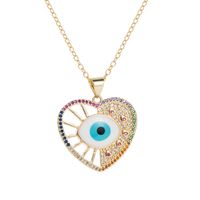 Fashion Oil Dripping Devil's Eye Pendant Plated Real Gold Inlaid Color Zirconium Copper Necklace main image 2