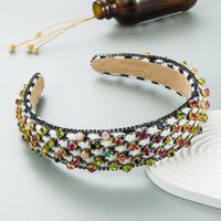 Retro Style Color Diamond-embedded Fabric Headband Wide-brimmed Hair Band sku image 3
