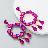 Fashion Creative Drop-shaped Colorful Rhinestone Pendant Women Alloy Earrings main image 5