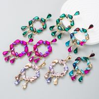 Fashion Creative Drop-shaped Colorful Rhinestone Pendant Women Alloy Earrings main image 6