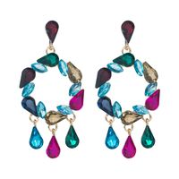 Fashion Creative Drop-shaped Colorful Rhinestone Pendant Women Alloy Earrings main image 4