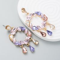 Fashion Creative Drop-shaped Colorful Rhinestone Pendant Women Alloy Earrings main image 3