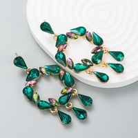 Fashion Creative Drop-shaped Colorful Rhinestone Pendant Women Alloy Earrings main image 2