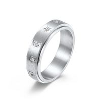 Fashion Diamond-embedded Star Moon Rotation Titanium Steel Ring sku image 3