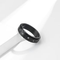 Fashion Diamond-embedded Star Moon Rotation Titanium Steel Ring main image 3