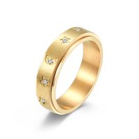 Fashion Diamond-embedded Star Moon Rotation Titanium Steel Ring sku image 14