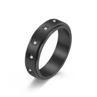 Fashion Diamond-embedded Star Moon Rotation Titanium Steel Ring sku image 17