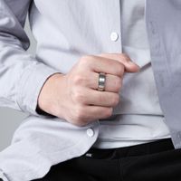 Fashion Simple 8mm Wide Rotatable 18k Gold Plating Men's Titanium Steel Ring main image 5
