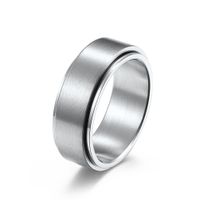 Fashion Simple 8mm Wide Rotatable 18k Gold Plating Men's Titanium Steel Ring sku image 4