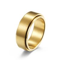 Fashion Simple 8mm Wide Rotatable 18k Gold Plating Men's Titanium Steel Ring sku image 8