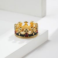 Mode Diamant Intarsien Crown Vintage Großhandel Männer Edelstahl Ring main image 2