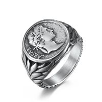 Fashion Coin Caesar Head Portrait Stainless Steel Ring sku image 4