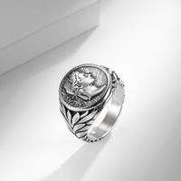 Fashion Coin Caesar Head Portrait Stainless Steel Ring main image 3