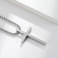 Fashion Simple Frosted Cross Pendant Stainless Steel Necklace main image 5