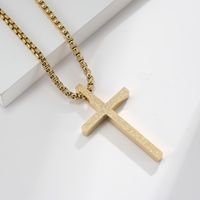 Fashion Simple Frosted Cross Pendant Stainless Steel Necklace main image 4