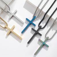 Fashion Simple Frosted Cross Pendant Stainless Steel Necklace main image 1