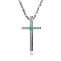 Fashion Simple Frosted Cross Pendant Stainless Steel Necklace sku image 6