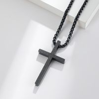 Fashion Simple Frosted Cross Pendant Stainless Steel Necklace main image 2