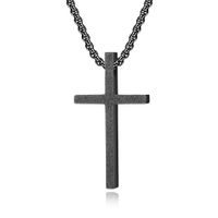 Fashion Simple Frosted Cross Pendant Stainless Steel Necklace sku image 7