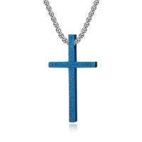 Fashion Simple Frosted Cross Pendant Stainless Steel Necklace sku image 5