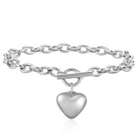 Fashion Simple Titanium Steel Heart Pendant Cross Chain Ot Buckle Bracelet sku image 1