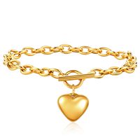 Mode Simple Titane Acier Pendentif Coeur Croix Chaîne Ot Boucle Bracelet main image 1