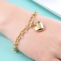 Fashion Simple Titanium Steel Heart Pendant Cross Chain Ot Buckle Bracelet main image 3