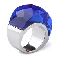 Fashion Retro Men And Women Titanium Steel Crystal Inlaid Rings sku image 8