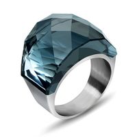 Fashion Retro Men And Women Titanium Steel Crystal Inlaid Rings main image 4