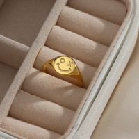 Fashion Ok Smiley Facial Expression Gold Round Cute Stainless Steel Ring main image 1