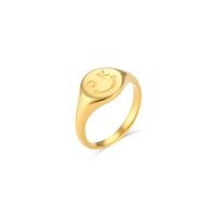 Fashion Ok Smiley Facial Expression Gold Round Cute Stainless Steel Ring main image 3
