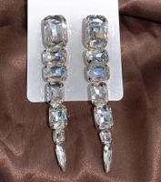 Fashion Inlay Glass Rhinestone Geometric Gem Long Alloy Earrings sku image 2