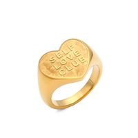 Simple Style Letter Heart Shape Stainless Steel Rings 1 Piece main image 6