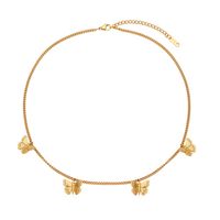 Fashion Simple Women's Butterfly Pendant Stainless Steel Necklace Bracelet Ornament sku image 2