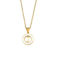 Fashion Simple Elegant Round Shell Hollow Letter Stainless Steel Necklace sku image 10