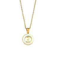 Fashion Simple Elegant Round Shell Hollow Letter Stainless Steel Necklace sku image 18