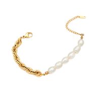 Fashion Geometric Stainless Steel Plating Artificial Pearls Gold Plated Necklace sku image 1
