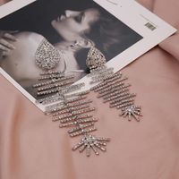 Fashion Ornament Inlay Diamond Big Fishbone Shaped Earrings main image 2