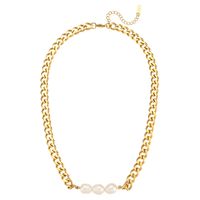 Fashion Geometric Stainless Steel Plating Artificial Pearls Gold Plated Necklace main image 5