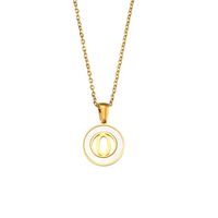 Fashion Simple Elegant Round Shell Hollow Letter Stainless Steel Necklace sku image 15