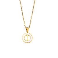 Fashion Simple Elegant Round Shell Hollow Letter Stainless Steel Necklace sku image 9