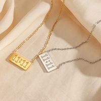 Collar De Acero Inoxidable Con Números De Caja De Letras Chapadas En Oro De 18k Simple A La Moda main image 4