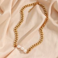 Fashion Geometric Stainless Steel Plating Artificial Pearls Gold Plated Necklace main image 4