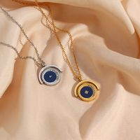 Fashion Retro Dripping Moon Zircon Semicircle Rotating Pendant Stainless Steel Necklace main image 5