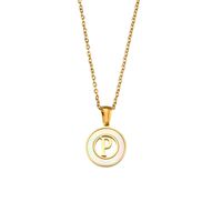 Fashion Simple Elegant Round Shell Hollow Letter Stainless Steel Necklace sku image 16