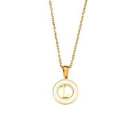 Fashion Simple Elegant Round Shell Hollow Letter Stainless Steel Necklace sku image 12
