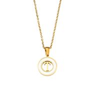 Fashion Simple Elegant Round Shell Hollow Letter Stainless Steel Necklace sku image 20