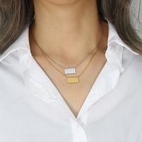 Collar De Acero Inoxidable Con Números De Caja De Letras Chapadas En Oro De 18k Simple A La Moda main image 2