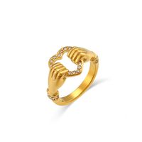 Fashion Hip Hop Plated 18k Heart Hollow Stainless Steel Ring sku image 3