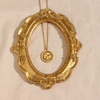 Fashion 18k Gold Plated Zircon Star Moon Round Rotating Stainless Steel Necklace main image 5